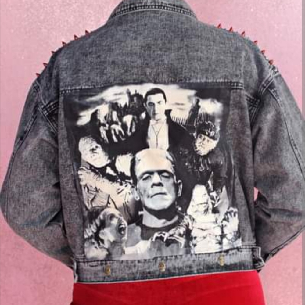SOLD! Nosferatu pt.2! Horror movie lovers acid washed denim- CLAIMED! - Picture 5 of 16